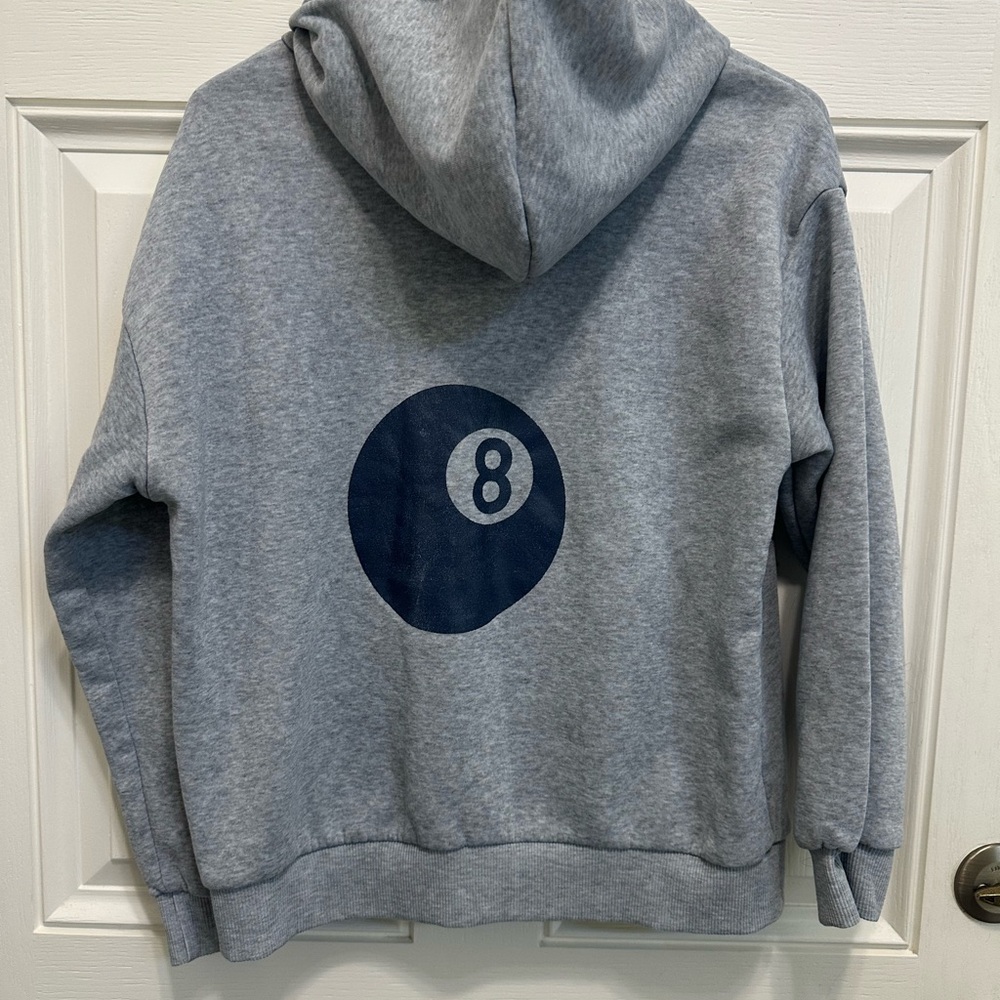 SHEIN Gray Hoodie with Navy 8-Ball Design